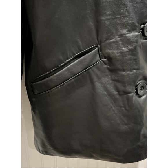 Leonardo Black 100% Leather Lined Button Jacket Made Canada Sz S/P - Picture 3 of 10